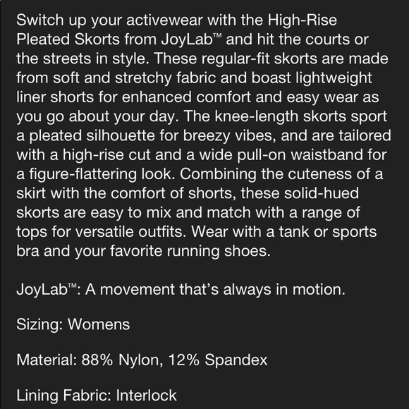 JoyLab Shorts Joylab Joy Lab High Rise Pleated Tennis Skort Skirt
